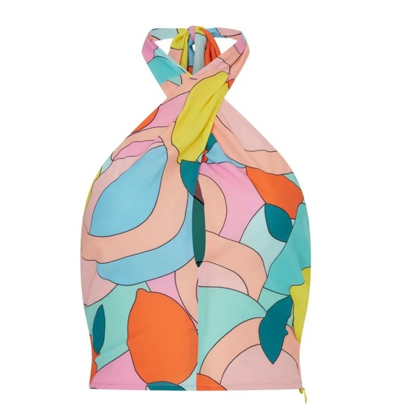 STAUD Tops - Staud Citrus Crisscross Halter Top